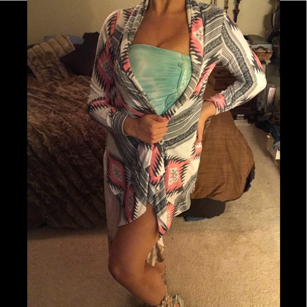 Tribal Aztec Hot Pink Barbie Lightweight Cardigan
